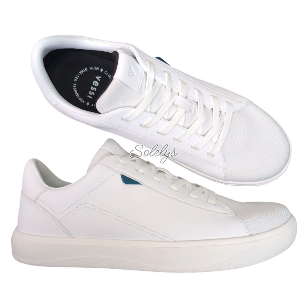 Vessi White Sneakers with Blue Accent